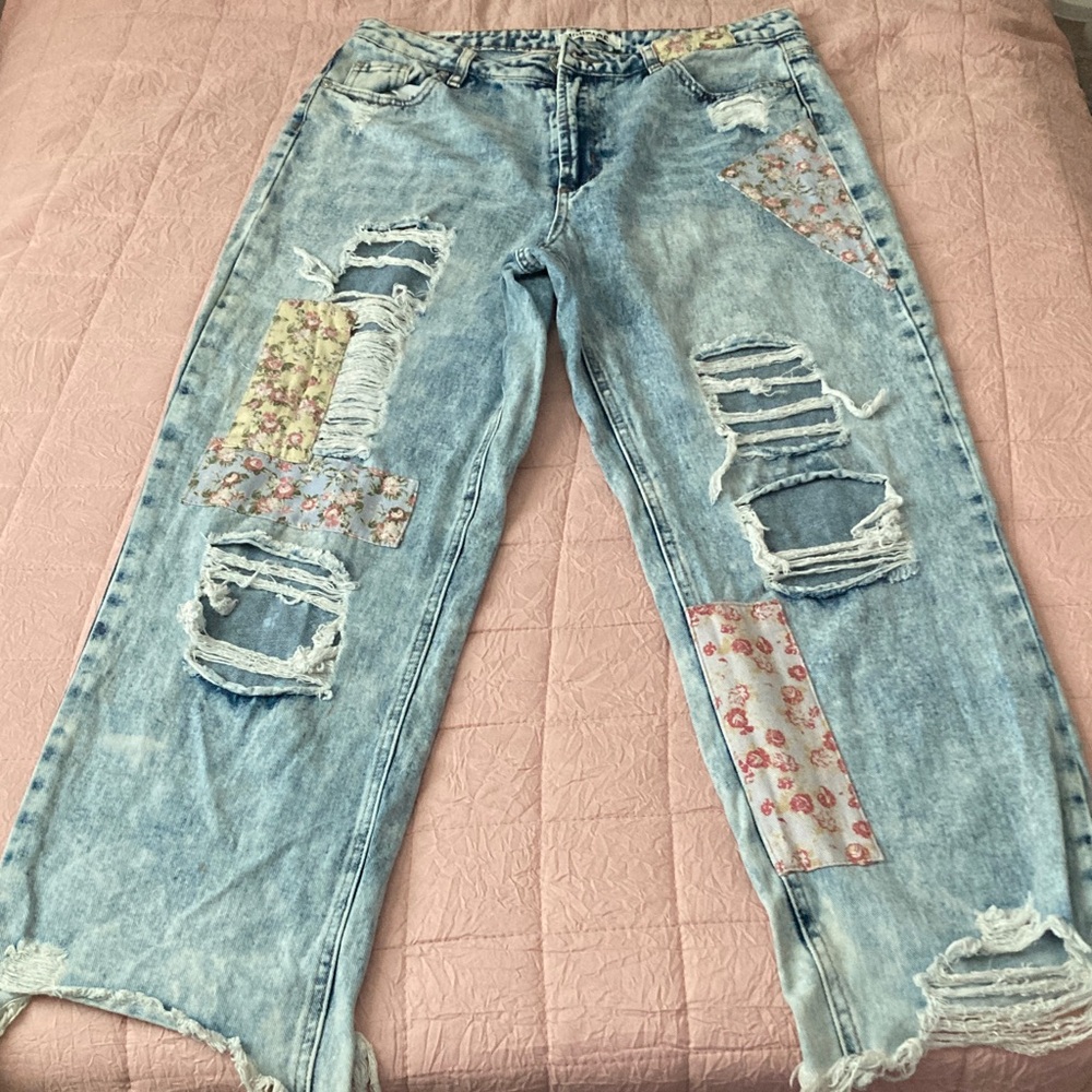 Almost Famous Light Blue Distressed Boyfriend Jeans